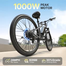 QRONGE Zephyr Electric Bike for Adults 1000W Peak Motor 486Wh Battery Mountain Electric Bicycle 26'' Tire Full Suspension E-bike