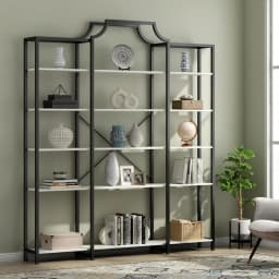 Extra Wide 5-Tier Bookshelf 70.87in Large Gold Bookcase Metal Frame Tall Display Storage for Home Office, Customized