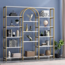Extra Wide 5-Tier Bookshelf 70.87in Large Gold Bookcase Metal Frame Tall Display Storage for Home Office, Customized