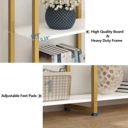 Extra Wide 5-Tier Bookshelf 70.87in Large Gold Bookcase Metal Frame Tall Display Storage for Home Office, Customized