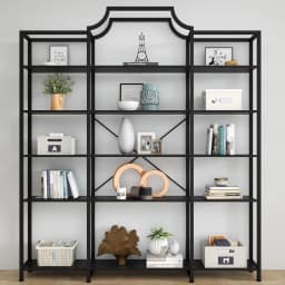Extra Wide 5-Tier Bookshelf 70.87in Large Gold Bookcase Metal Frame Tall Display Storage for Home Office, Customized