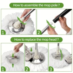 Heavy Duty Spin Mop and Bucket Set 360° Rotating Floor Cleaner with 3 Microfiber Mop Heads Adjustable Handle Easy Cleaning