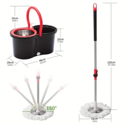 Heavy Duty Spin Mop and Bucket Set 360° Rotating Floor Cleaner with 3 Microfiber Mop Heads Adjustable Handle Easy Cleaning