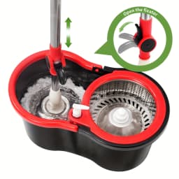 Heavy Duty Spin Mop and Bucket Set 360° Rotating Floor Cleaner with 3 Microfiber Mop Heads Adjustable Handle Easy Cleaning