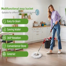 Heavy Duty Spin Mop and Bucket Set 360° Rotating Floor Cleaner with 3 Microfiber Mop Heads Adjustable Handle Easy Cleaning