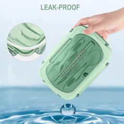 1200ML Bento Lunch Box For Adults Office Picnic, Leak-Resistant Container With Utensils, 3 Sections, Microwave-Safe 