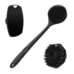 4-piece bath brush set Soft silicone bath brush with non-slip handle, easy to clean and rinse, perfect for use in the bath