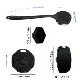 4-piece bath brush set Soft silicone bath brush with non-slip handle, easy to clean and rinse, perfect for use in the bath