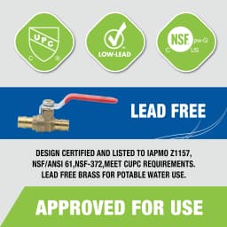 KING SMART 1/2" F1960/PEX A Ball Valve; for Hot and Cold Water System; 1/4 Turn;10 Pcs/Case; 80281