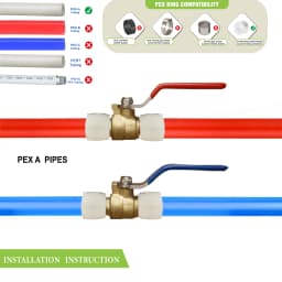 KING SMART 1/2" F1960/PEX A Ball Valve; for Hot and Cold Water System; 1/4 Turn;10 Pcs/Case; 80281