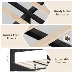 Twin XL Bed Frame Upholstered Platform Mattress Foundation Adjustable Headboard Quiet Heavy Duty No Box Spring Required