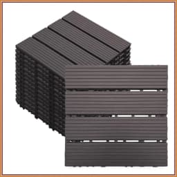 Plastic Interlocking Deck Tiles (84 Pack) - 12"x12" Outdoor Patio Flooring, Decking Tiles for Poolside, Backyard, Balcony