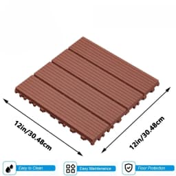 Plastic Interlocking Deck Tiles (84 Pack) - 12"x12" Outdoor Patio Flooring, Decking Tiles for Poolside, Backyard, Balcony