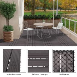 Plastic Interlocking Deck Tiles (84 Pack) - 12"x12" Outdoor Patio Flooring, Decking Tiles for Poolside, Backyard, Balcony