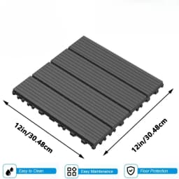 Plastic Interlocking Deck Tiles (84 Pack) - 12"x12" Outdoor Patio Flooring, Decking Tiles for Poolside, Backyard, Balcony