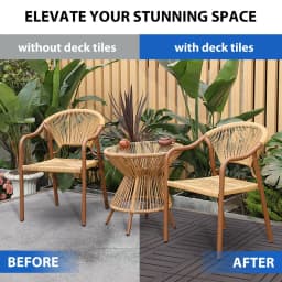 Plastic Interlocking Deck Tiles (84 Pack) - 12"x12" Outdoor Patio Flooring, Decking Tiles for Poolside, Backyard, Balcony
