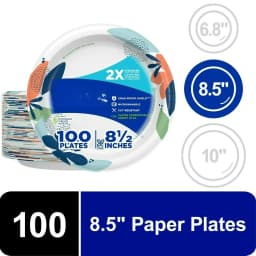 Disposable Paper Plates, 8.5", Multi-Color, 100 Count