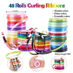 48 Rolls Curling Balloon String Roll Ribbons 48 Colors 5mm 11 Yards Gift Wrapping Ribbons for Art Crafts Bows Wedding Party Flo