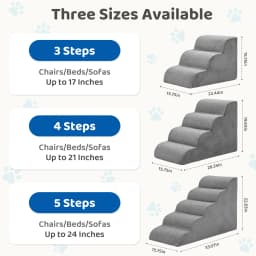 JHK 3-5 Step High-Density Foam Dog Stairs Ramp for Small Dogs Curved Pet Dog Steps Indoor Non-Slip Pet Ladder Ramp Stairs