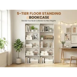 5-Tier Freestanding Open Bookshelf w/ 2 Anti-tipping Devices for Living Room