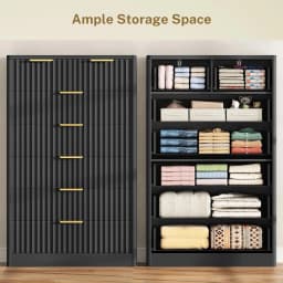Fluted 7-Drawer Dresser 48" Wood Chest Metal Handles Bedroom Living Room Hallway Storage, Customized
