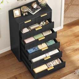Fluted 7-Drawer Dresser 48" Wood Chest Metal Handles Bedroom Living Room Hallway Storage, Customized