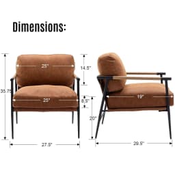 PU Leather Accent Chair Set of 2 Soft Metal Legs Modern Upholstered Mid-Century Lounge Bedroom Living Room, Customized