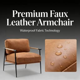 PU Leather Accent Chair Set of 2 Soft Metal Legs Modern Upholstered Mid-Century Lounge Bedroom Living Room, Customized