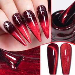 PUENTE 7.5ML Wine Red Magnetic Cat Eye Gel Nail Polish With Magnet, Super Shiny Ruby Red Magnetic Nail Gel, Soak Off UV/LED Lamp Curing, Glossy Varnish, Hypoallergenic Nail Salon Quality Polish for Skin, Gift for Women