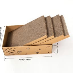 Corrugated cardboard cat scratching board, scratching board, reversible, 16.5 inches × 10.4 inches, with catnip, 4-pack