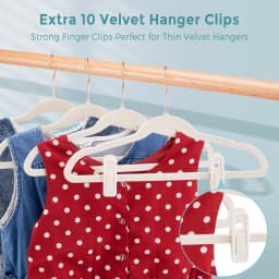 Baby Velvet Hangers 30/50 Pack - 11 Inch Premium Felt Non Slip Kids Hanger for Infant & Toddler Clothes - 0.2" Slim Space-Saving Baby Felt Hangers for Children's Closet with 10 Clips