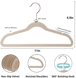 Baby Velvet Hangers 30/50 Pack - 11 Inch Premium Felt Non Slip Kids Hanger for Infant & Toddler Clothes - 0.2" Slim Space-Saving Baby Felt Hangers for Children's Closet with 10 Clips