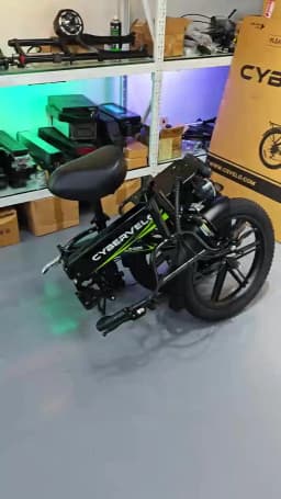 Cybervelo 1000W Folding Ebike 20" Fat Tire 48V 20AH Removable Battery 28+MPH 80 Miles 7-Speed Adult Electric Bike EK5