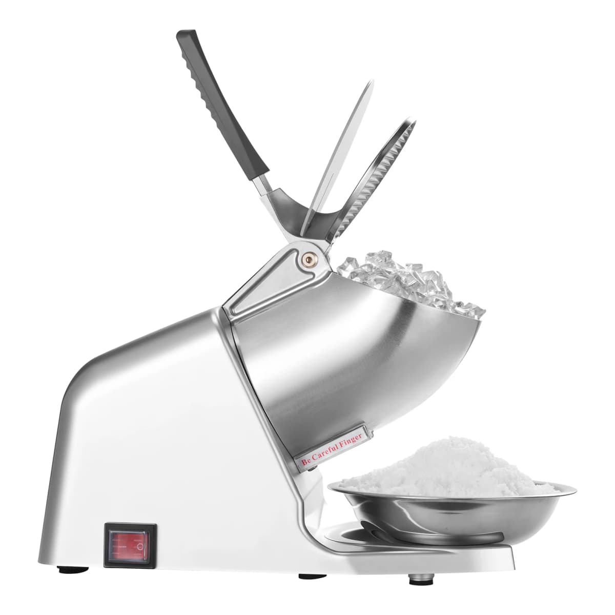 SucceBuy Ice Crusher Machine Stainless Steel Shaved Ice Machine with Bowl and Cover Ice-Shaver for Home and CommercialUse Silver
