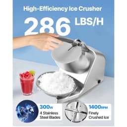 SucceBuy Ice Crusher Machine Stainless Steel Shaved Ice Machine with Bowl and Cover Ice-Shaver for Home and CommercialUse Silver