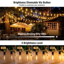ST38 Solar String Lights 100FT Outdoor, 24 E12 LED Bulbs 2700K Warm White, Waterproof Shatterproof Black Wire Patio Lights