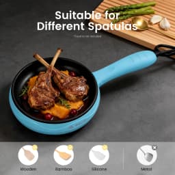 110V 450W Mini Non Stick Electric Skillet 15cm Blue Portable Cooking Pan For Egg Bacon Dumpling Making