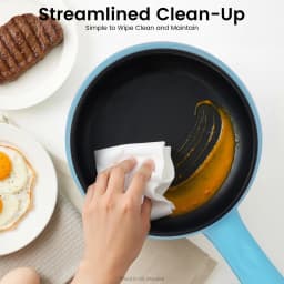 110V 450W Mini Non Stick Electric Skillet 15cm Blue Portable Cooking Pan For Egg Bacon Dumpling Making