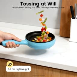 110V 450W Mini Non Stick Electric Skillet 15cm Blue Portable Cooking Pan For Egg Bacon Dumpling Making
