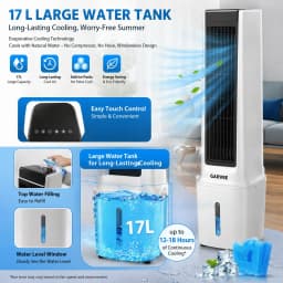 Portable Air Conditioners, 3 in 1 Evaporative Air Cooler, Swamp Cooler Fan with 4.5 gal Water Tank, Remote & Timer, 3 Speeds, Wide 60° Oscillation, Blows Cold Air for Home Office, Workshop and Garage