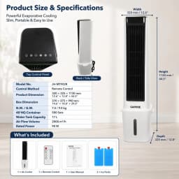 Portable Air Conditioners, 3 in 1 Evaporative Air Cooler, Swamp Cooler Fan with 4.5 gal Water Tank, Remote & Timer, 3 Speeds, Wide 60° Oscillation, Blows Cold Air for Home Office, Workshop and Garage