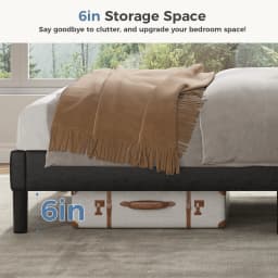JHK Basic Upholstered Platform Bed Frame with Modern Wingback Headboard Wooden Slats 800lbs Capacity No Box Spring Needed Easy Assembly For Bedroom