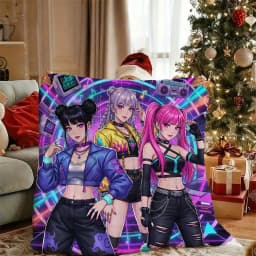 Vintage Neon KPOP Flannel Blanket Soft Polyester Throw for Sofa Bed Home Decor Travel Camping Retro Farmhouse All-Season Decor