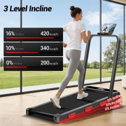 EviTrend Z1F 3-in-1 Foldable Treadmill with 16% Incline, 3 Manual Incline Levels, 2.5HP Quiet Brushless Motor, 10km/h Max Speed, 136kg Capacity, 39cm Wide Running Belt, 6 Shock Absorbers, LED Display, for Home & Office, Local Delivery