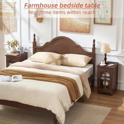 Narrow Side Table Set of 2,Farmhouse Nightstand with Charging Station,End Table with Glass Barn Door Storage,, Customized