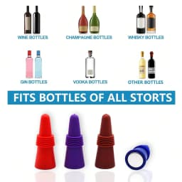 1pc Random Color Wine Stoppers Silicone Beverage Bottle Sealer Soft Tapered Wine Bottle Plug Leakproof Champagne Fresh Keeping Corks Kitchen Bar Tools