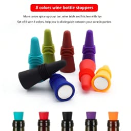 1pc Random Color Wine Stoppers Silicone Beverage Bottle Sealer Soft Tapered Wine Bottle Plug Leakproof Champagne Fresh Keeping Corks Kitchen Bar Tools