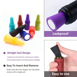1pc Random Color Wine Stoppers Silicone Beverage Bottle Sealer Soft Tapered Wine Bottle Plug Leakproof Champagne Fresh Keeping Corks Kitchen Bar Tools