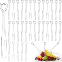 100PCS Disposable Plastic Fruit Forks, YEAJOIN Mini Cake Forks Tasting Appetizer Cocktail Forks Picks Small Dessert Food Picks Sticks
