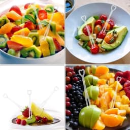 100PCS Disposable Plastic Fruit Forks, YEAJOIN Mini Cake Forks Tasting Appetizer Cocktail Forks Picks Small Dessert Food Picks Sticks